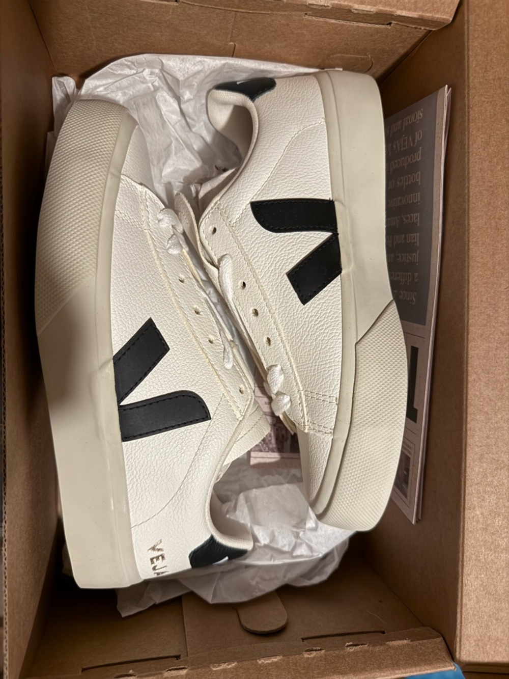 Veja White Leather Sneakers with Black V Accent